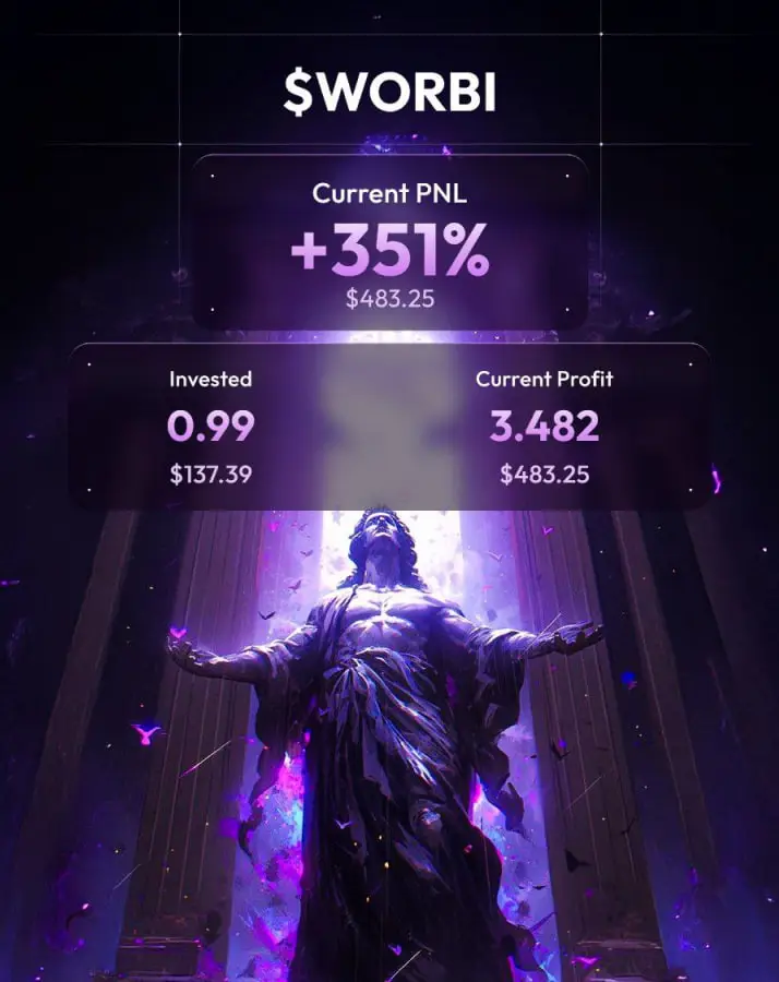 Meme-style profit card showing high ROI Solana copy trading